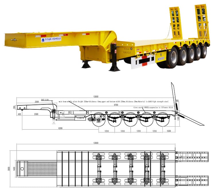 Low Bed Truck Trailer Dimensions for Sale in Tanzania
