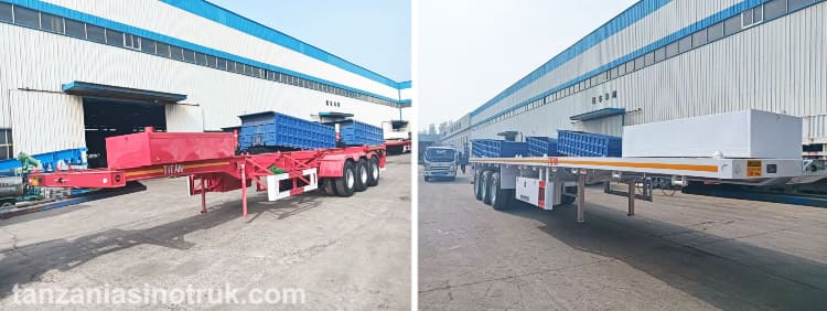 Tri Axle Flatbed Trailer and 40Ft Skeleton Trailer for Sale in Tanzania