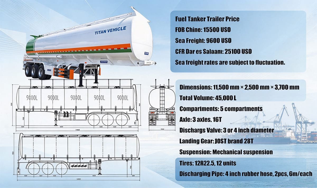 Fuel Tanker Trailer  Aluminum Tanker Trailer in Tanzania