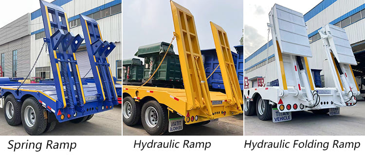 different ramps of lowbed semi trailer
