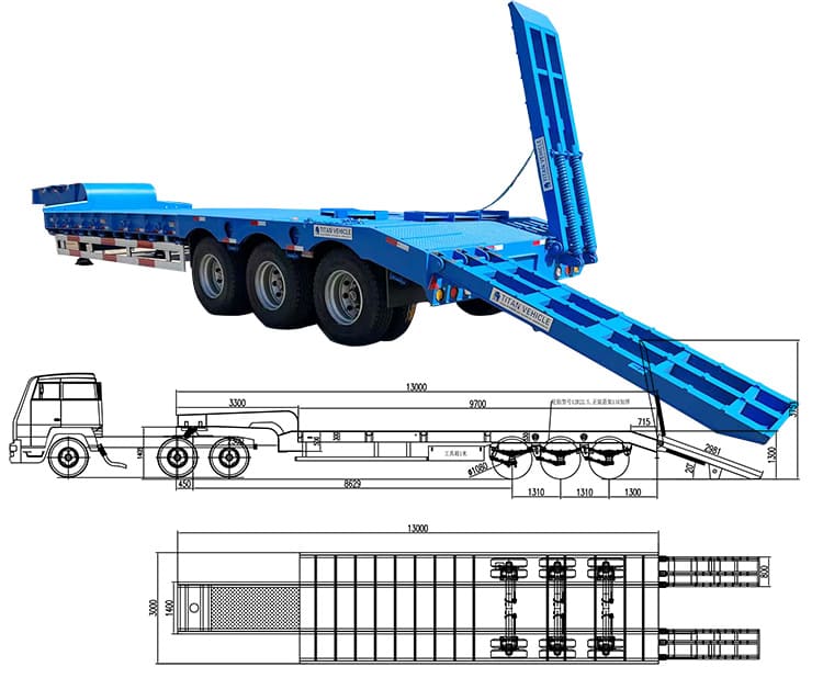 3 Axle 40Ft Low Bed Trailer Price | Low Bed Semi Trailer for Sale in Tanzania