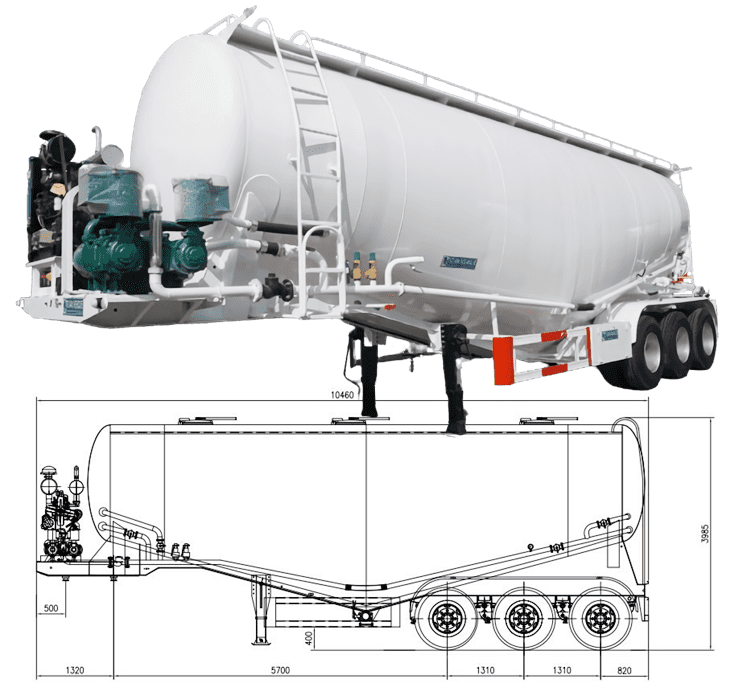 45CBM Dry Bulk Cement Tanker Trailers for Sale in Tanzania
