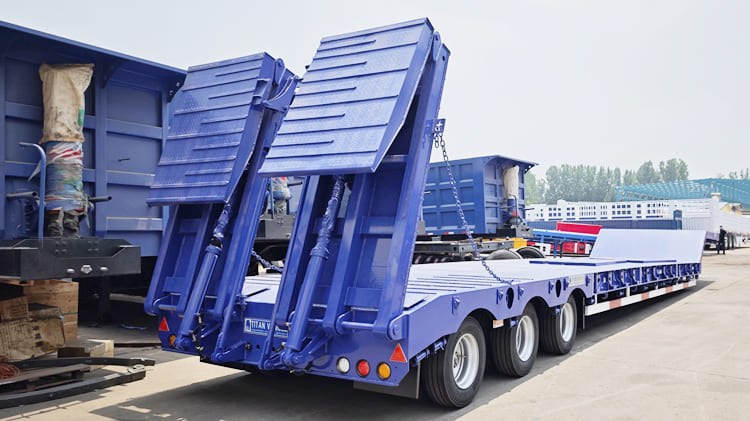 New 3 Axle 80 Tons Lowbed Semi Trailer Price in Tanzania Dar es Salaam 