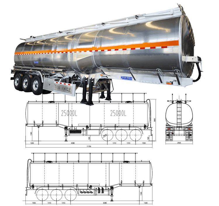 50000 Liters Aluminum Diesel Fuel Tanker Trailer for Sale in Tanzania
