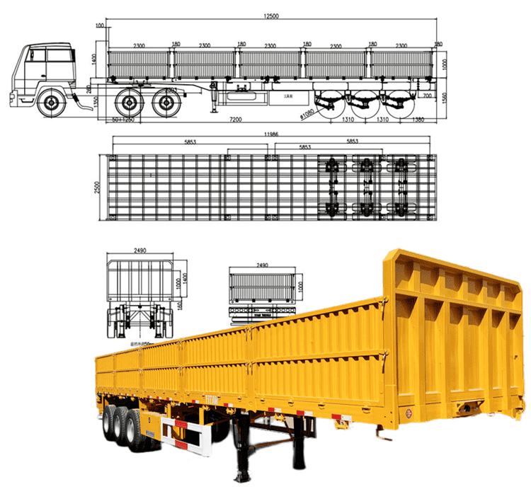 40 Ft Tri Axle Grain Trailer With Drop Sides for Sale in Tanzania