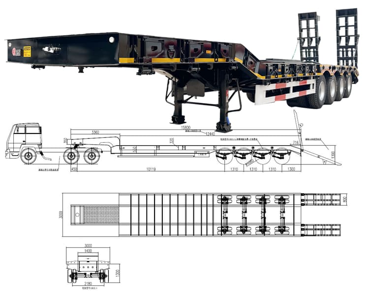 100 Ton Lowbed Truck Trailer for Sale Tanzania