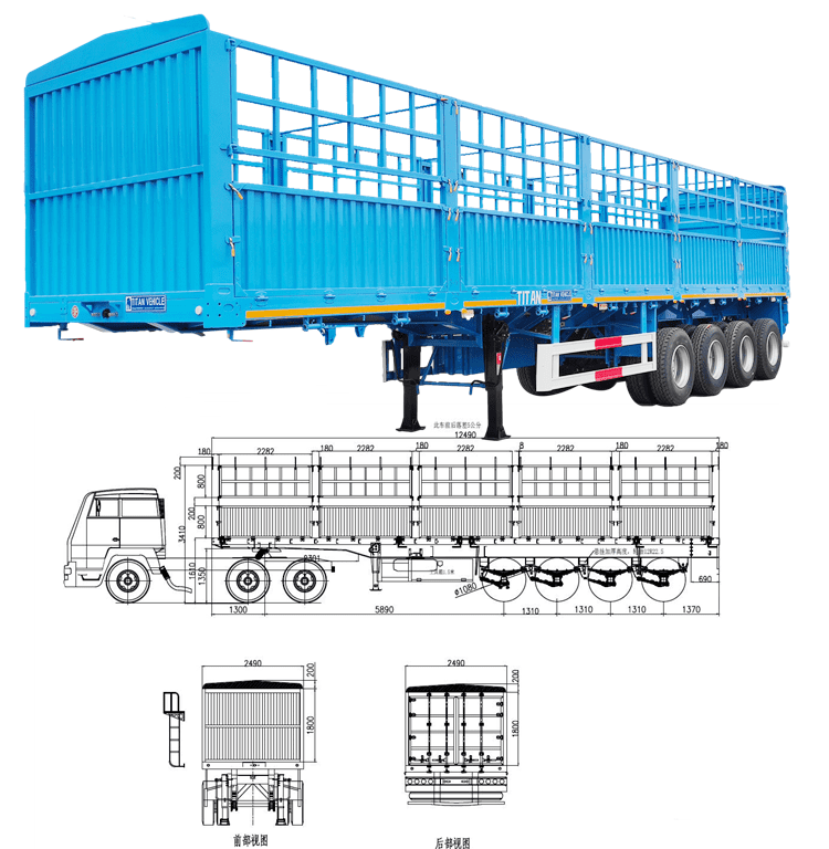 2024 New 4 Axle Fence Semi Trailer for Sale in Tanzania Dar es Salaam 