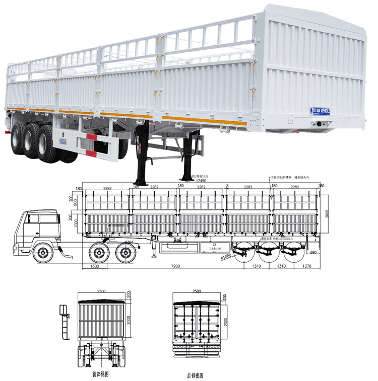 2024 Tri Axle 60 Ton Fence Cargo Trailer for Sale in Tanzania