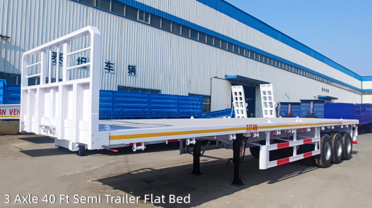 3 Axle 40 Ft Semi Trailer Flat Bed | Flat Bed Trailer Price in Tanzania mtwara