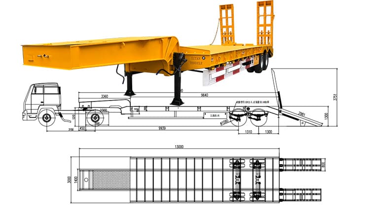 2 Axle 40 Tons Lowbed Semi Trailer |  Semi Lowbed Trailer Price in Tanzania Dar es Salaam