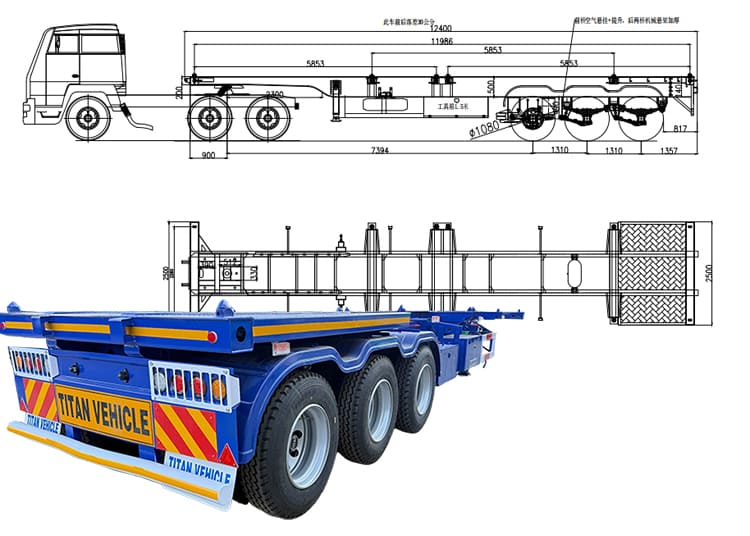 Tri Axle 40FT Container Skeleton Trailers for Sale in Tanzania, Bagamoyo