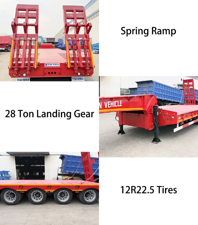 4 Axle 100 Ton Low Bed Semi Truck Trailer with Ramp for Sale in Tanzania