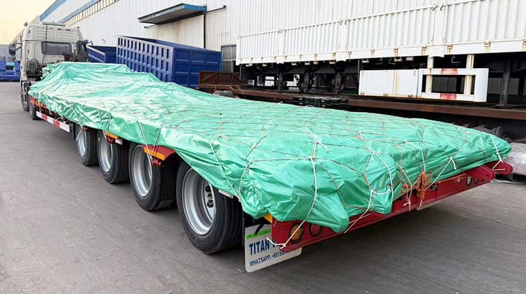 4 Axle 100 Ton Low Bed Semi Truck Trailer with Ramp for Sale in Tanzania