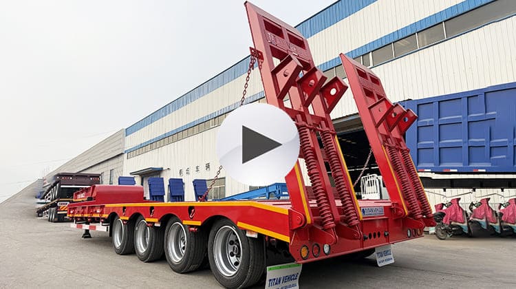 4 Axle 100 Ton Low Bed Semi Truck Trailer with Ramp for Sale in Tanzania