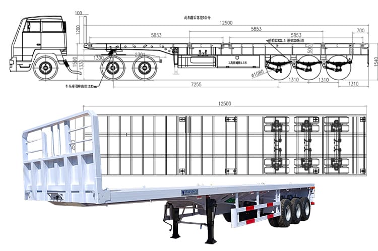 Tri Axle 40Ft Flatbed Semi Trailer for Sale in Tanzania Dar es Salaam