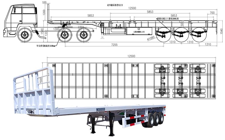 3 Axle 40 Ft Container Flatbed Semi Trailer for Sale in Dar es Salaam