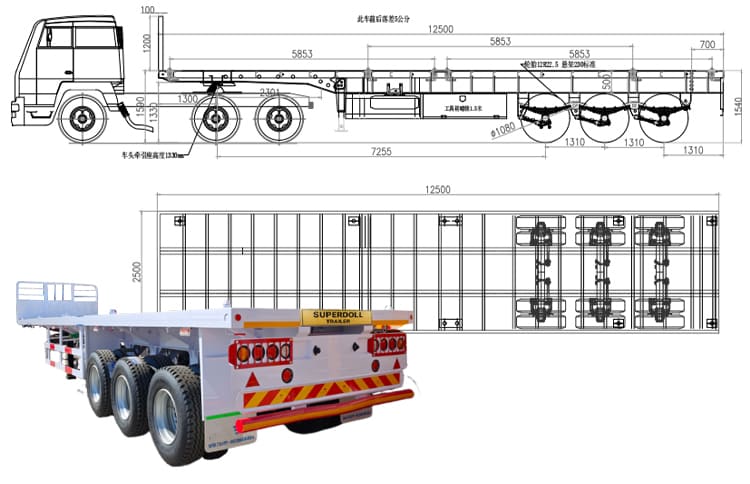 Superdoll Trailer Price in Tanzania - Tri Axle Flatbed Trailer