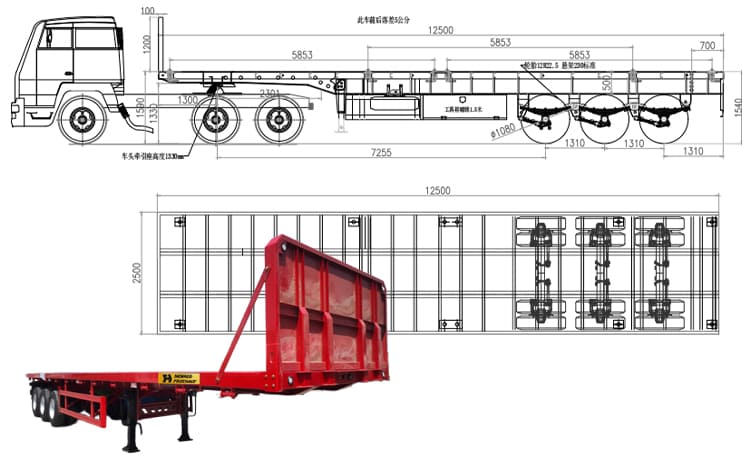 Henred Fruehauf Zambia Tri Axle Flatbed Trailer Prices for Sale 