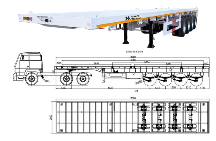 Henred Fruehauf 4 Axle Flatbed Semi Truck Trailer for Sales in Zambia