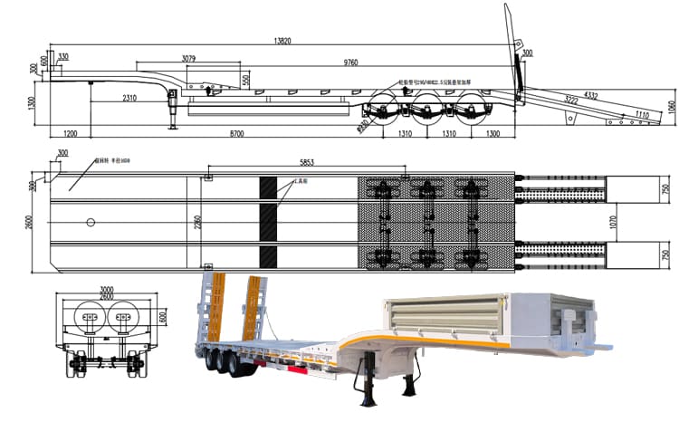 3 Axle Semi Low Bed Trailer Price for Sale in Tanzania