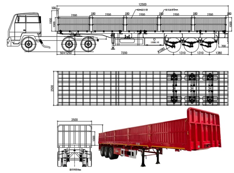 Tri Axle Drop Side Semi Trailer for Sale in Zambia
