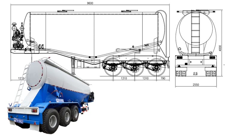 42 CBM Pneumatic Dry Bulk Tanker Trailer for Sale in Zambia